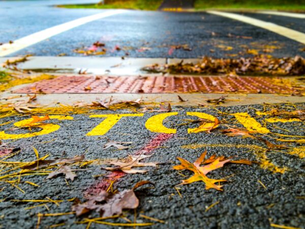 Stop motion stop typography on a sidewalk in Sterling Virginia during the fall.